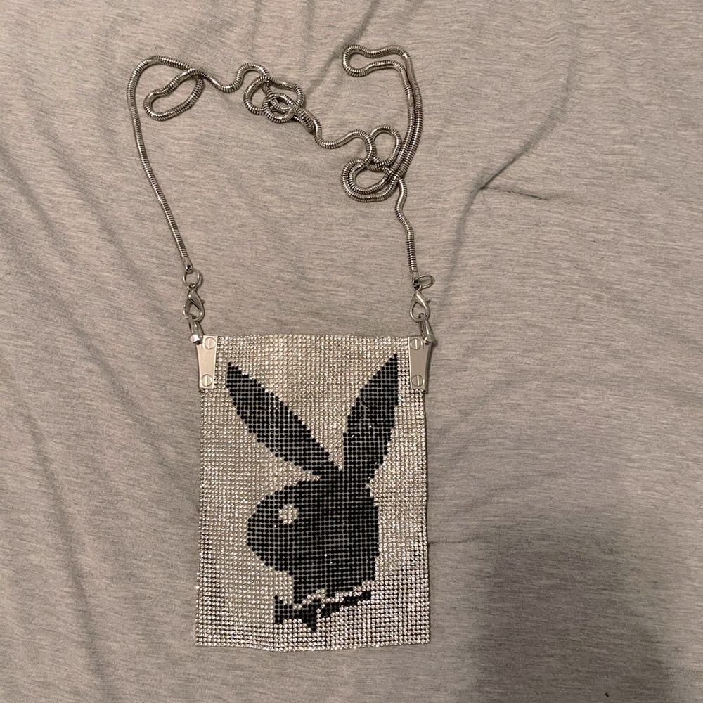 Playboy bunny crossbody rhinestone bag.